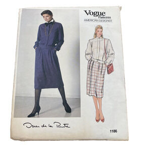 Vintage Vogue Sewing Pattern 1186 Oscar de la Renta Designer Top & Skirt Sz 10